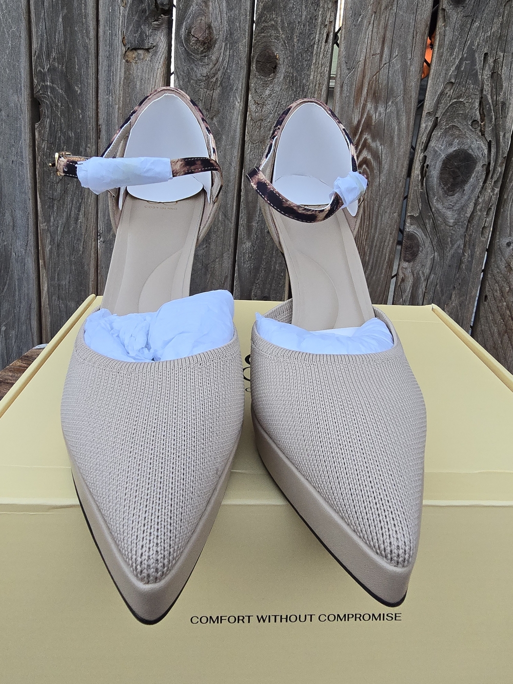 Cosy Island Women's Beige Pointed Toe D'Orsay Heels with Ankle Strap Size 8.5 - Picture 9 of 16